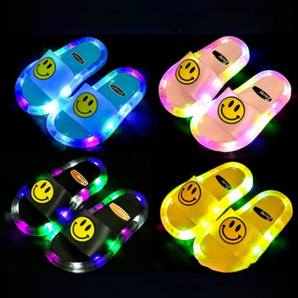 Unisex Kids Smiley Pattern LED Light Slippers - Popopieshop.com 
