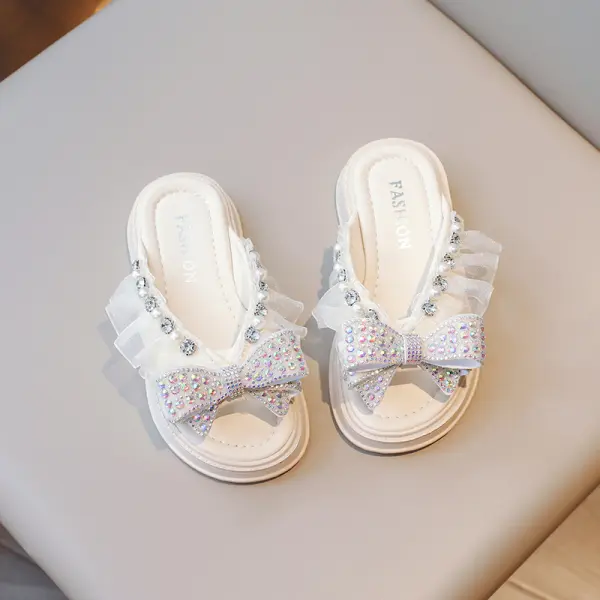 Girls Rhinestone Bow Slippers - 33431 - Popopieshop.com 