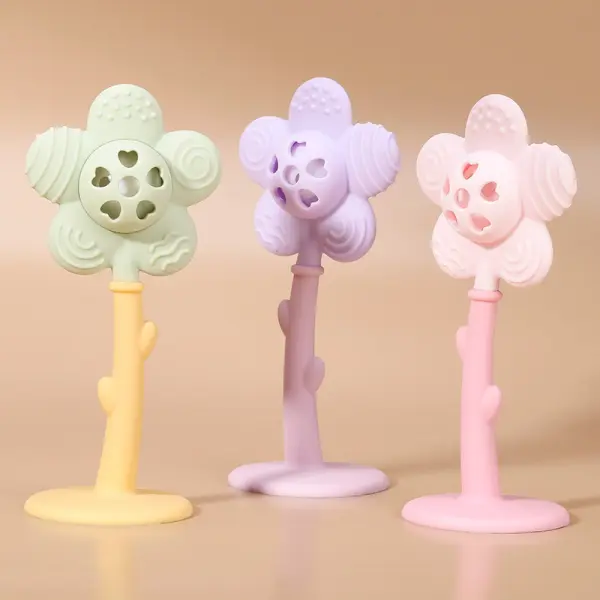 Baby Safe Food Silicone Sunflower Rattle Teether - Popopieshop.com 