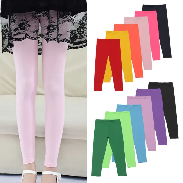 【3Y-12Y】Girls Multicolor Solid Leggings - Popopieshop.com 