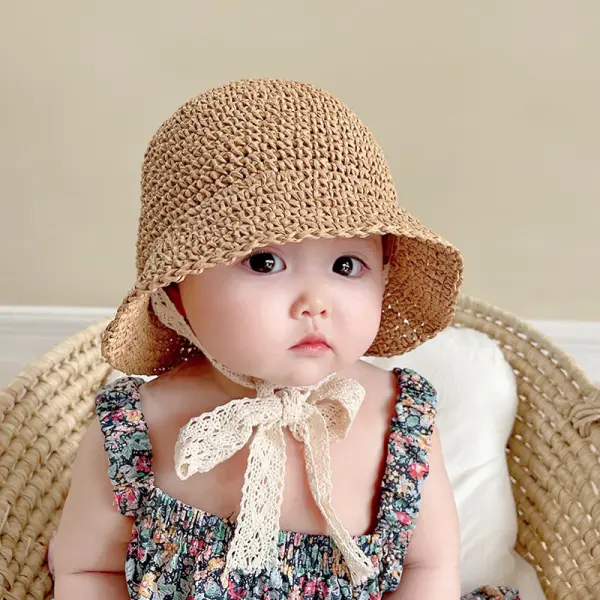 Baby Girl Cute Lace Strap Straw Hat - Popopieshop.com 