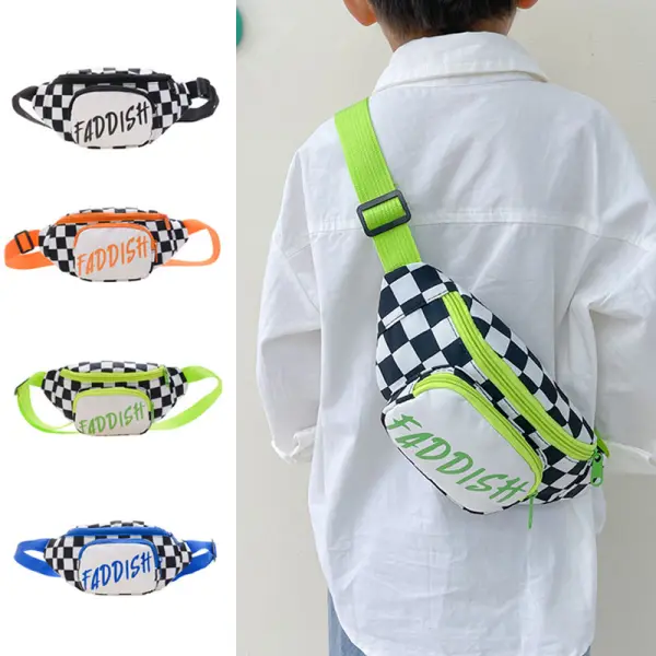 Boy's Multicolor Plaid Letter Pattern Bag - Popopieshop.com 