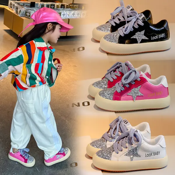 Girls Fashion Star Sequin Soft Flats - Popopieshop.com 