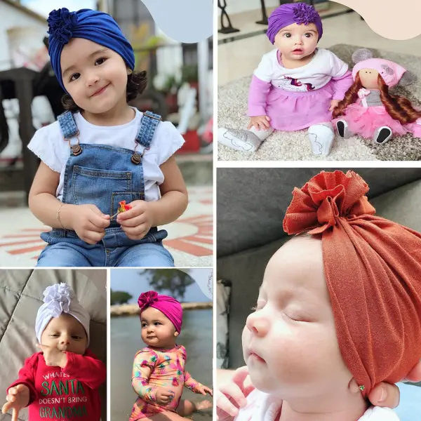 Baby Girl Multicolor Newborn Baby Flower Cotton Hat - Popopieshop.com 