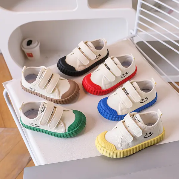 Unisex Kids Colorful Smiley Print Canvas Shoes - Popopieshop.com 