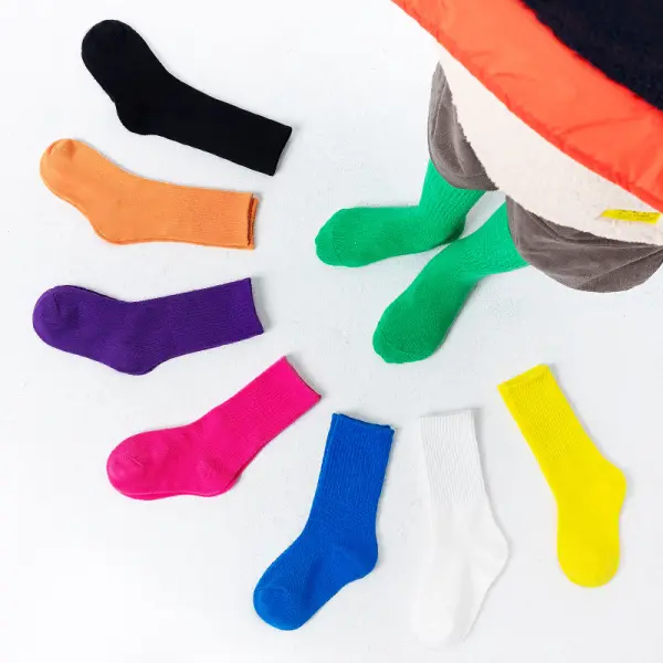 Unisex Fashion Cotton Candy Colored Breathable Mid-calf Socks - Popopieshop.com 