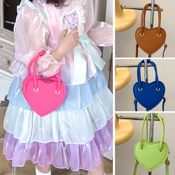 Girls Fashion Heart-shaped Candy Color Hand-held Crossbody Bag - 33424 - Popopieshop.com 