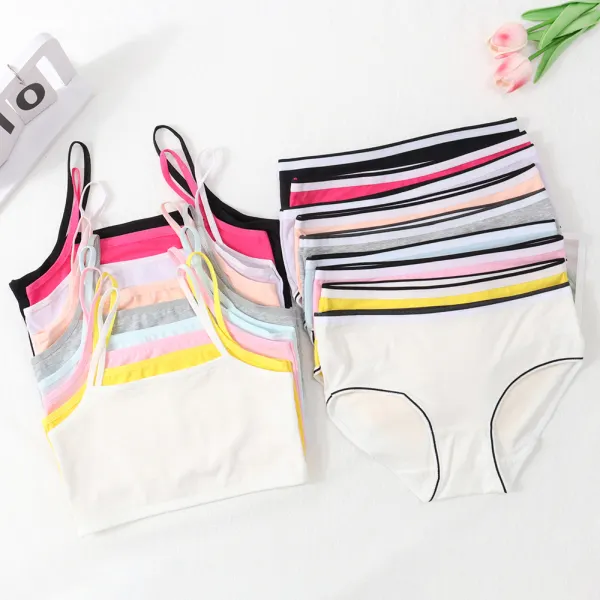 【7Y-15Y】2-piece Girls Solid Color Underwear Set - Popopieshop.com 