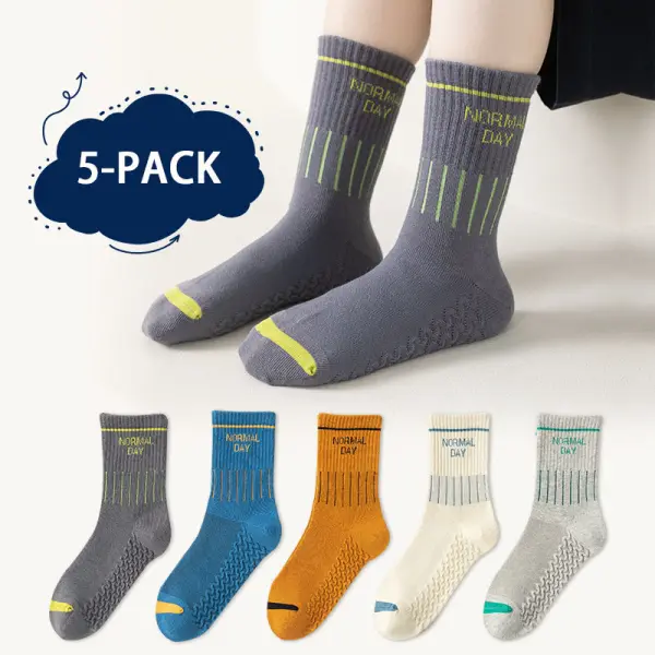 【1Y-11Y】5-pack Boys Letter Pattern Cotton Socks - Popopieshop.com 