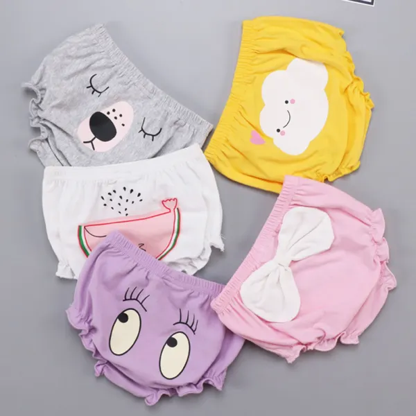 【6M-3Y】Baby Girl Cotton Multicolor Cartoon Print Shorts - Popopieshop.com 