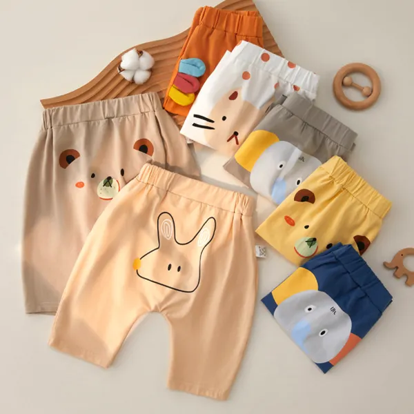 【6M-3Y】Unisex Baby Cotton Cartoon Print Multicolor PP Pants - Popopieshop.com 