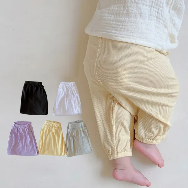 【3M-3Y】Unisex Baby Cotton Solid Color Thin Breathable Pants - Popopieshop.com 
