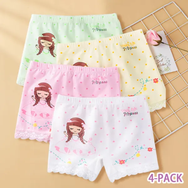【2Y-12Y】4-Pack Girls Multicolor Cartoon Panties - Popopieshop.com 
