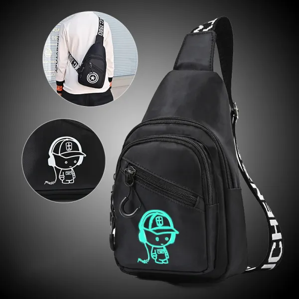 Boys Black Luminous Cartoon Print Bag - Popopieshop.com 