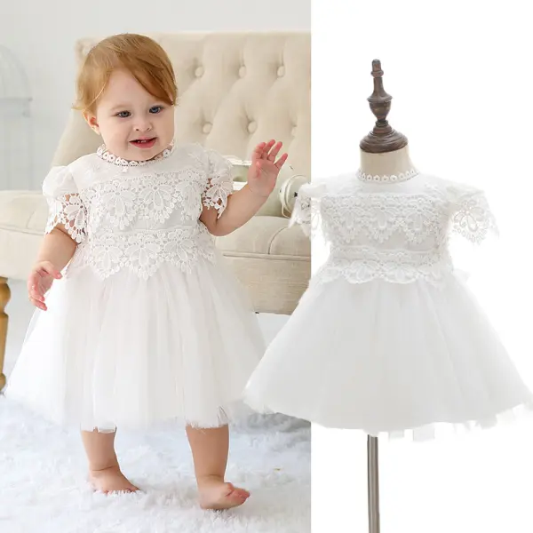【0M-24M】Baby Girl Cute Birthday Party Lace Princess Dress - Popopieshop.com 