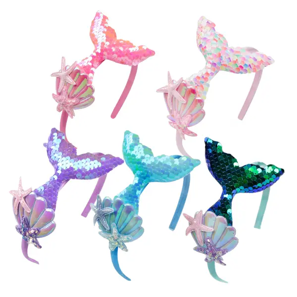 Girls Cute Mermaid Shell Sequin Headband - Popopieshop.com 