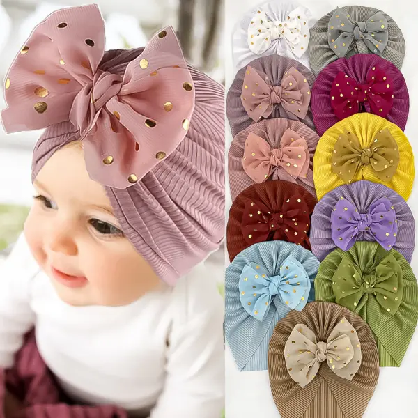 Baby Girl Cute Polka Dot Bowknot Multicolor Head Protection Hat - Popopieshop.com 