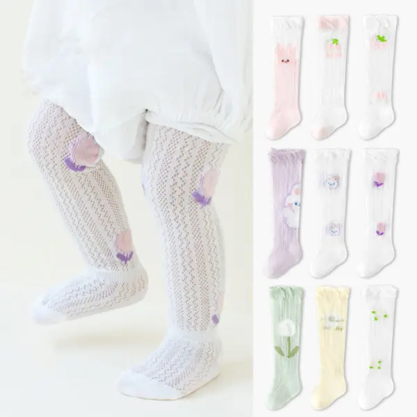 3-pack Baby Girls Cute Mesh Breathable Over-the-Knee Socks - Popopieshop.com 