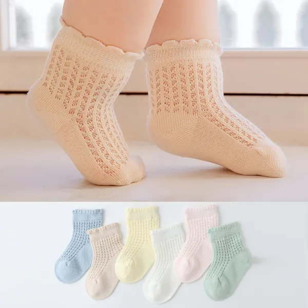 【0M-3Y】Unisex Baby Multicolor Solid Color Cotton Socks - Popopieshop.com 