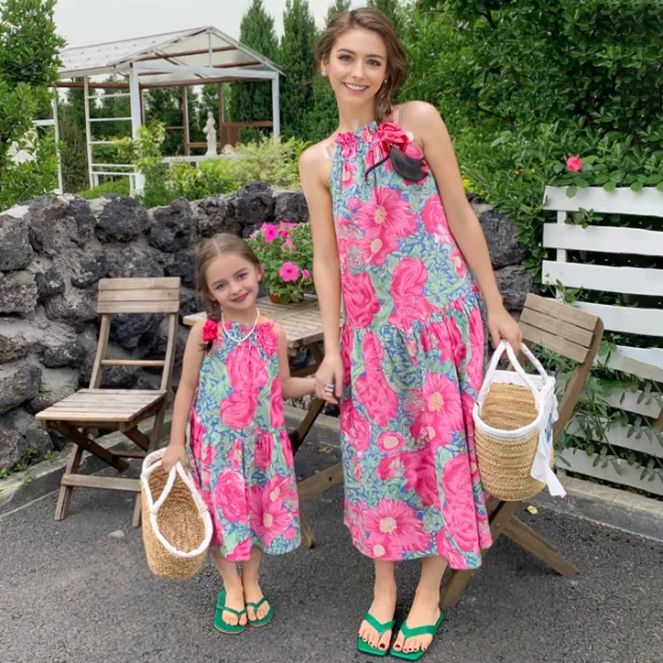 Mom And Girl Stylish Floral Print Sling Dress - Popopieshop.com 