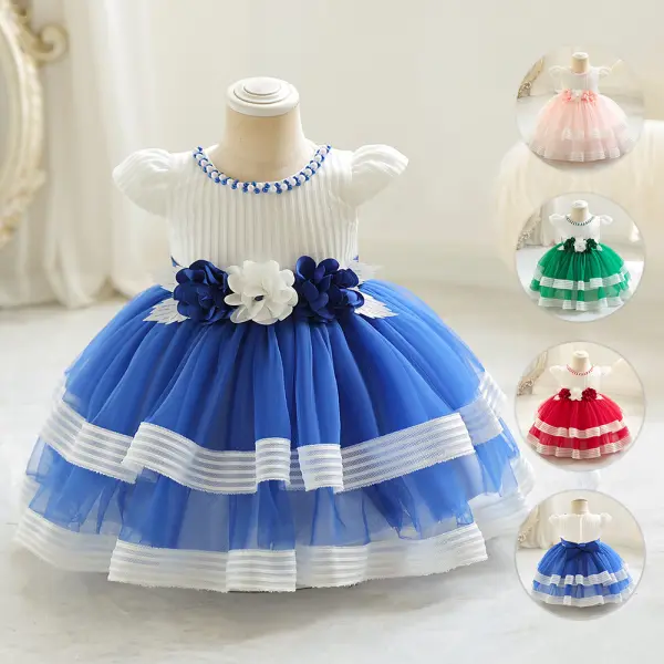 【6M-3Y】Baby Girl Cute Flower Design Stylish Party Dress - Popopieshop.com 