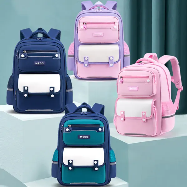 Kids Lightweight Multi-layer Colorblock Matching School Bag - Popopieshop.com 