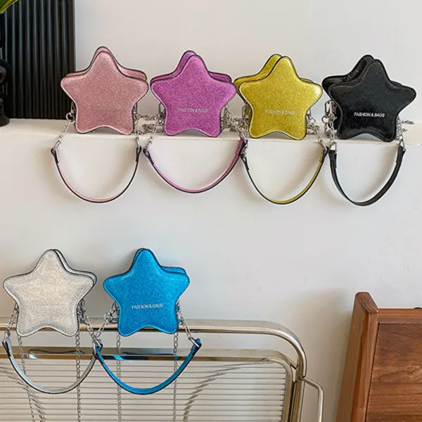 Girls Fashion Glitter Leather Star Crossbody Bag - Popopieshop.com 