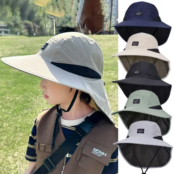 Boys Fashion Sun Protection Large Brim Fisherman Hat - Popopieshop.com 