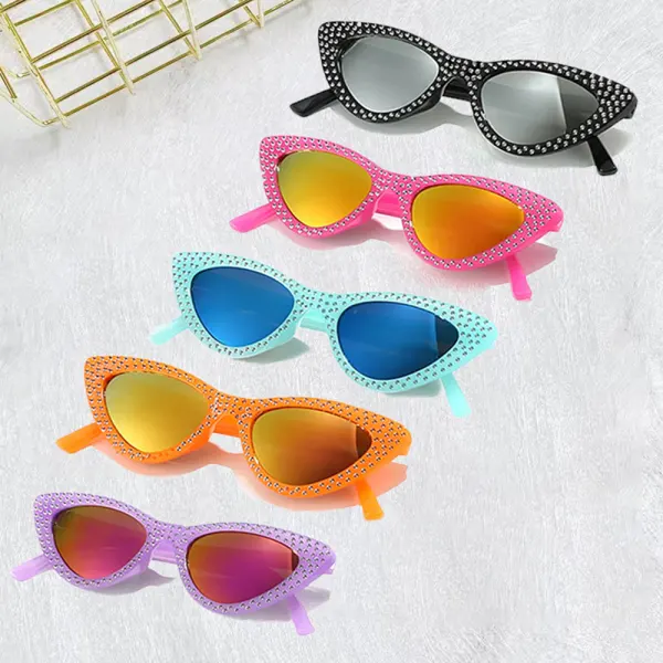 Girls Fashion Colorful Hot Diamond Cat Eye Sunglasses - Popopieshop.com 