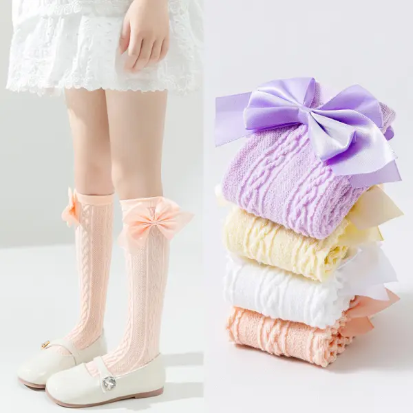 Girls Multicolor Bow Mid-Calf Socks (For Ages 3-12) - Popopieshop.com 