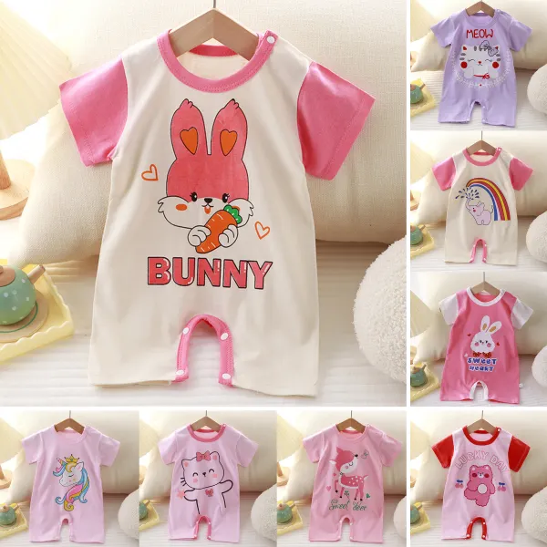 【0M-24M】Baby Girl Cute Cartoon Printed Romper - Popopieshop.com 