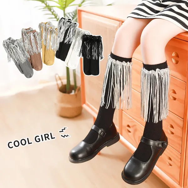 Girls Stylish Sequined Tassel Socks - Popopieshop.com 