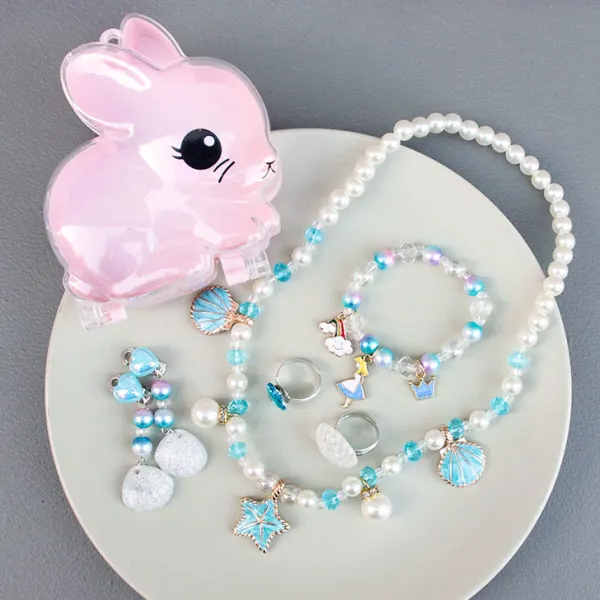 6-piece Girls Cute Unicorn Jewelry Set With Bunny Box - Popopieshop.com 