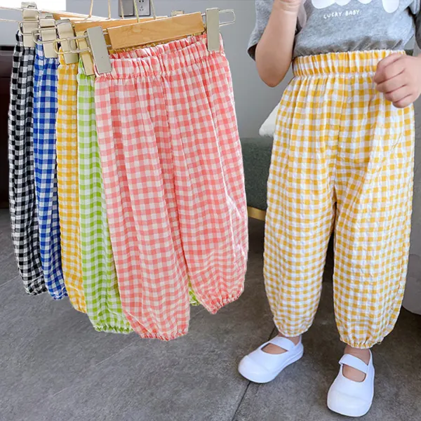 【12M-8Y】Unisex Casual Loose Multicolor Plaid Pants - Popopieshop.com 