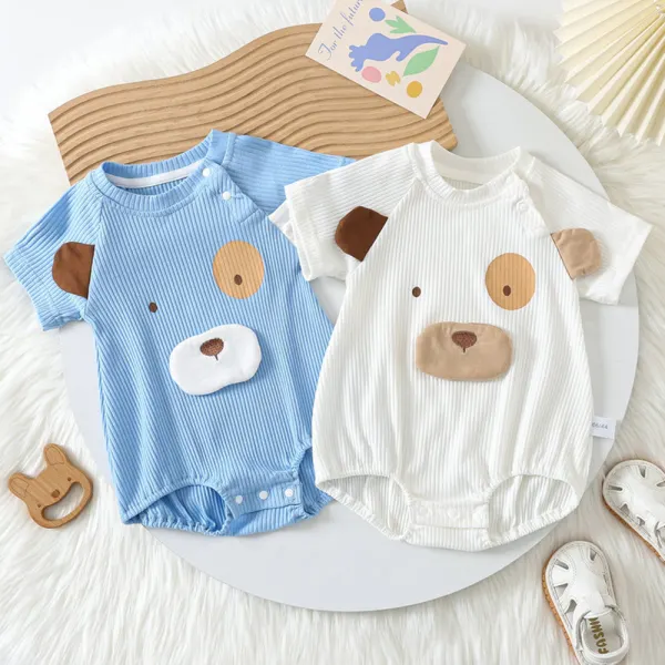 【3M-24M】Unisex Baby Cotton Cartoon Print Short-sleeved Romper - Popopieshop.com 
