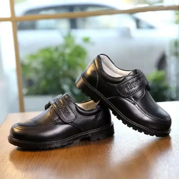 Boys Comfortable Soft Black Leather Shoes - Popopieshop.com 
