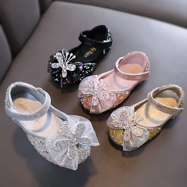 Girls Sweet Fashion Diamand Butterfly Design Shiny Princess Shoes - Popopieshop.com 
