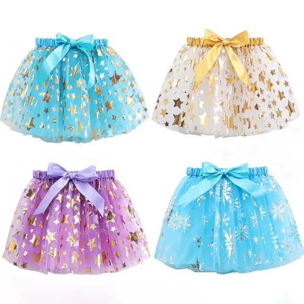 【3Y-8Y】Girls Sweet Star Printed Mesh Puff Skirt - Popopieshop.com 