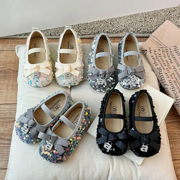Girls Sweet Sequin Bowknot Princess Shoes - Popopieshop.com 