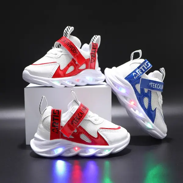 Boys Casual LED Light-emitting Mesh Surface Wesh Breathable Sports Shoes - Popopieshop.com 