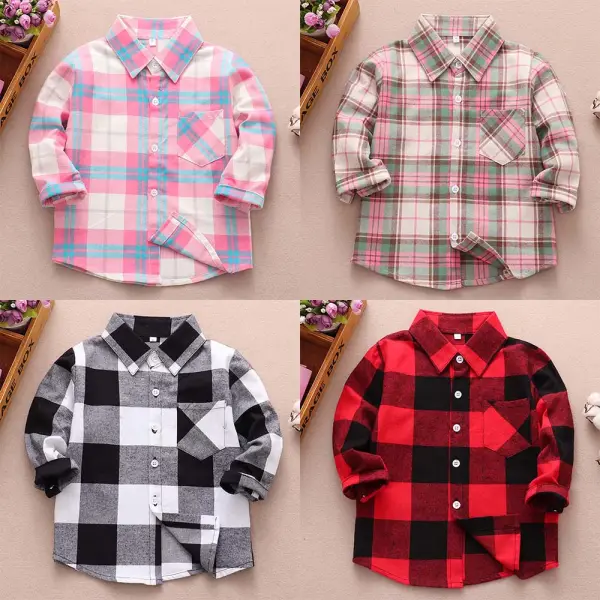 【18M-12Y】Boys Multicolor Plaid Long Sleeve Shirt - Popopieshop.com 