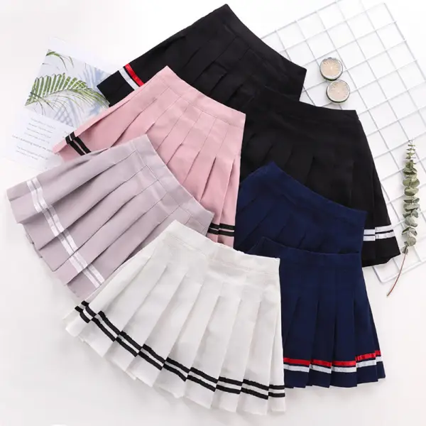 【12M-15Y】Girls Sweet School Solid Color Pleated Skirt - Popopieshop.com 