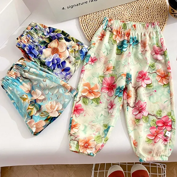 【12M-10Y】Girls Casual Flower Print Bloomers - Popopieshop.com 
