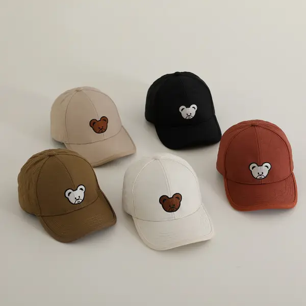 Boys Bear Embroidered Baseball Cap ( For 3-8 Years Old ) - Popopieshop.com 