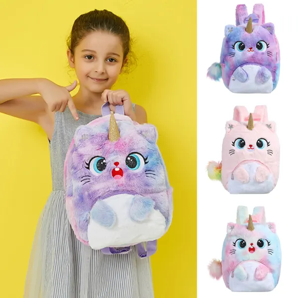 Girls Furry Unicorn Backpack - Popopieshop.com 