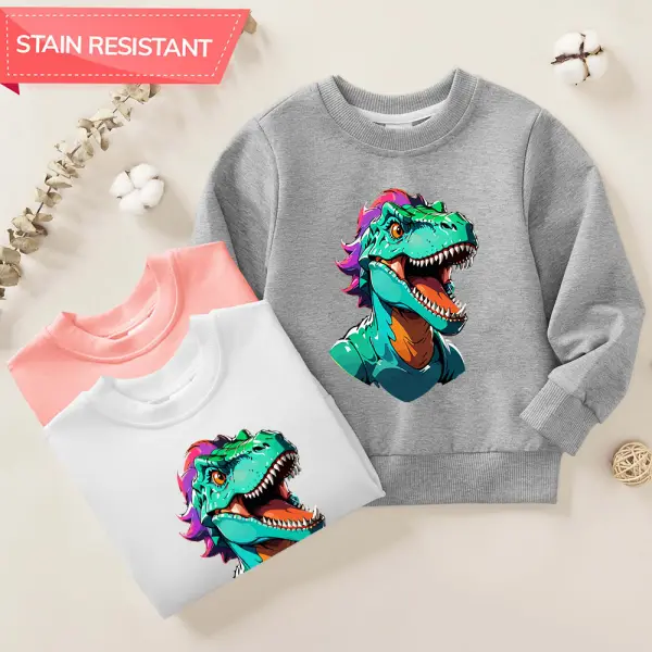 【12M-9Y】Boys Cotton Stain Resistant Dinosaur Print Long Sleeve Sweatshirt - Popopieshop.com 