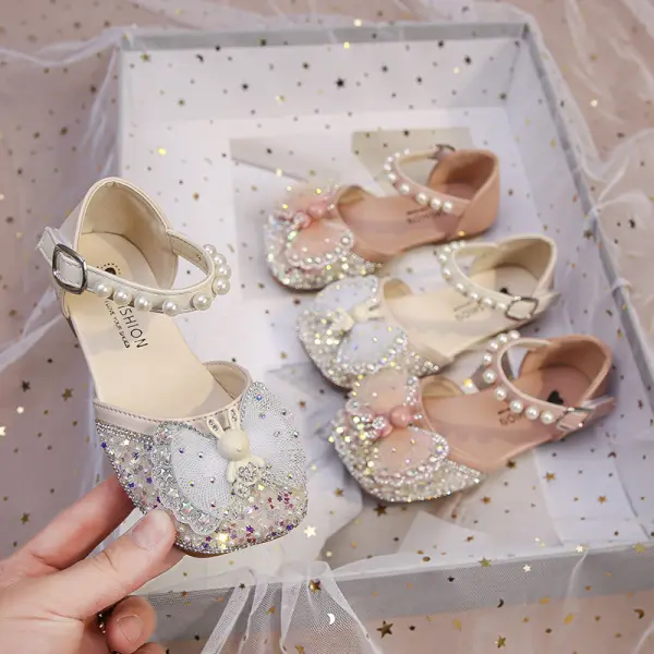 Girls Bunny Rhinestone Bow Princess Shoes - Popopieshop.com 