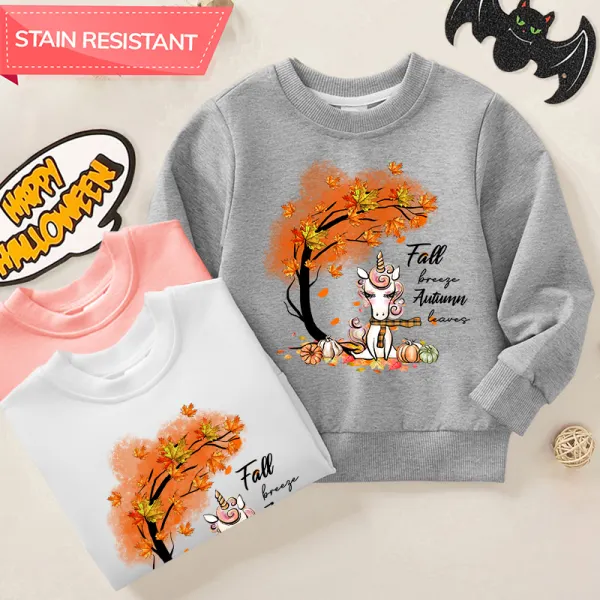 【12M-9Y】Girls Cotton Stain Resistant Unicorn Print Long Sleeve Sweatshirt - Popopieshop.com 