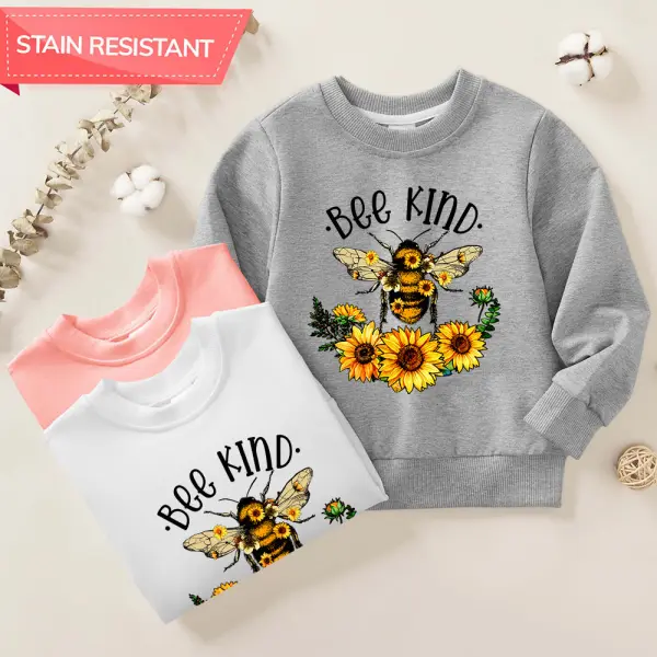 【12M-9Y】Girls Cotton Stain Resistant Bee Print Long Sleeve Sweatshirt - Popopieshop.com 