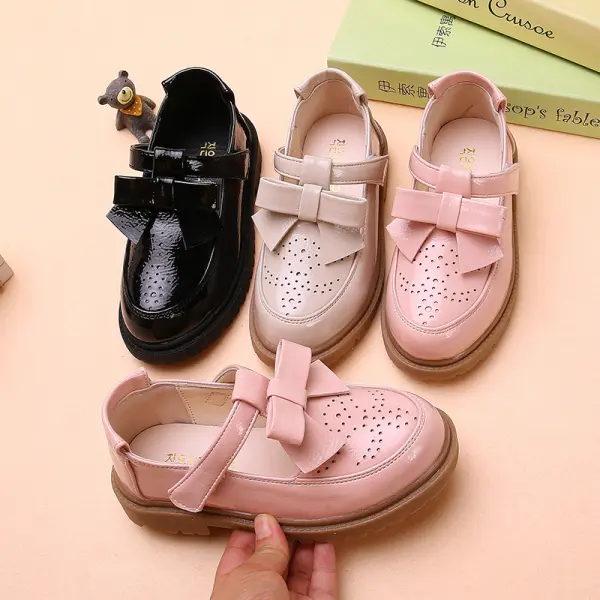 Girls Bow Leather Shoes - Popopieshop.com 